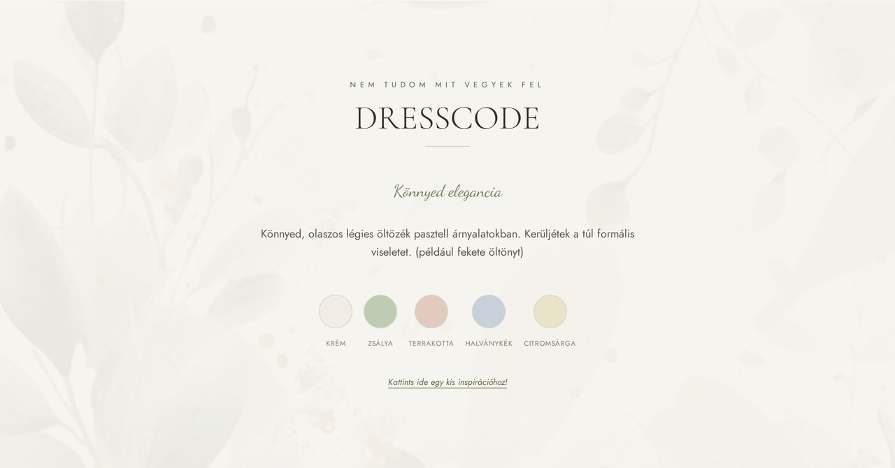 Dress code szekció színmintákkal