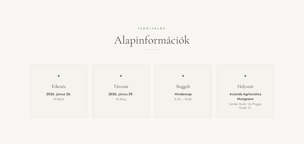 Alapinformációk szekció kártyákkal